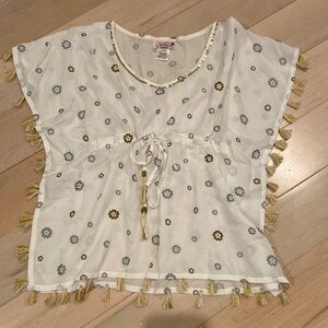 CHACH beach girls gold tassel sequin trim beach cover up dress